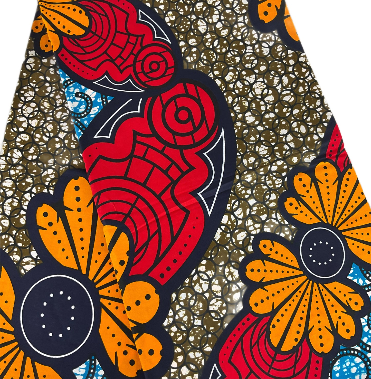 African Fabric/Ankara-Orange and Brown Color/By The Yard/KM670
