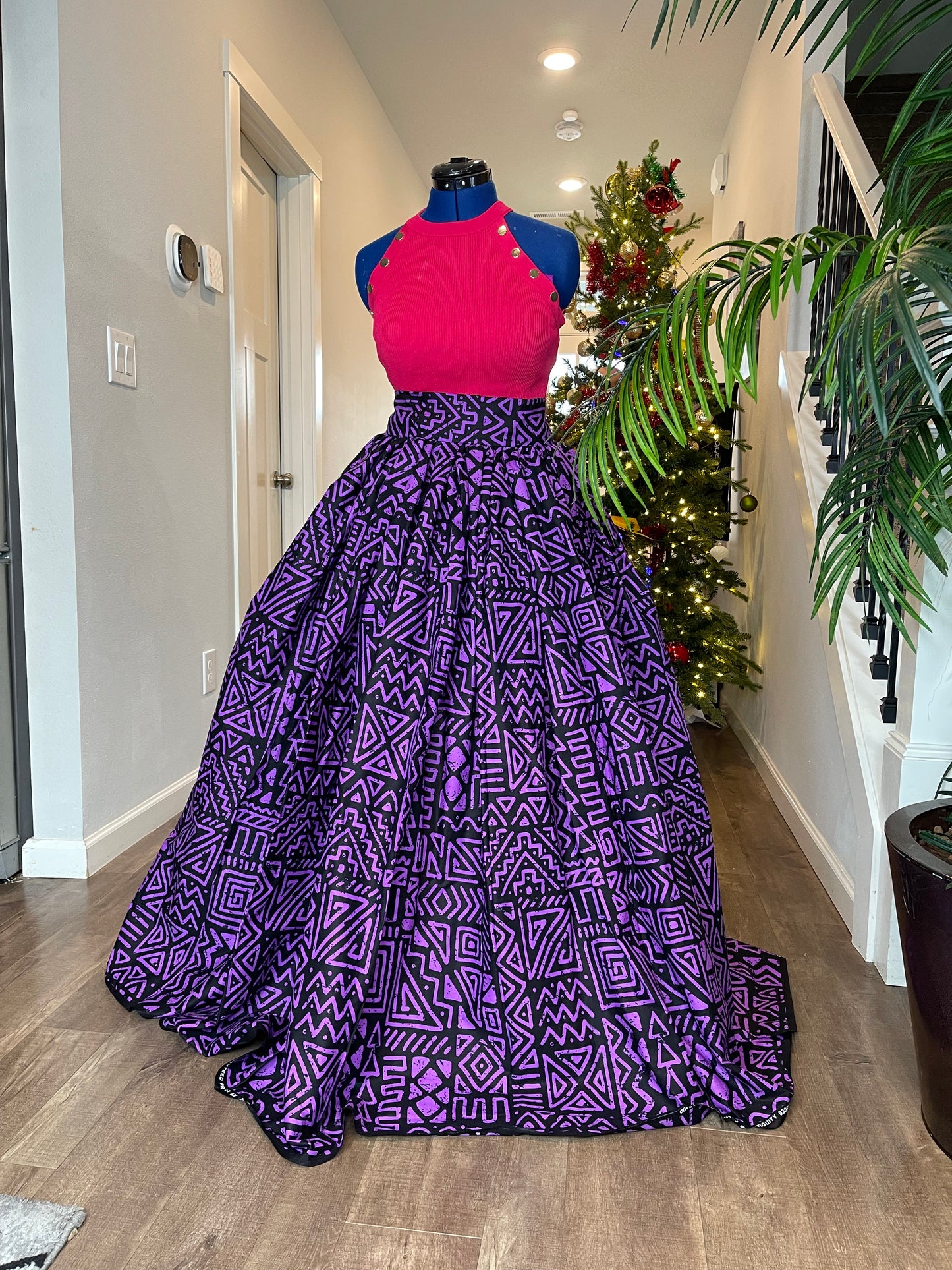 Purple Black African Print Skirt/Ankara Skirt/African Clothing For Women/Plus Size Skirt
