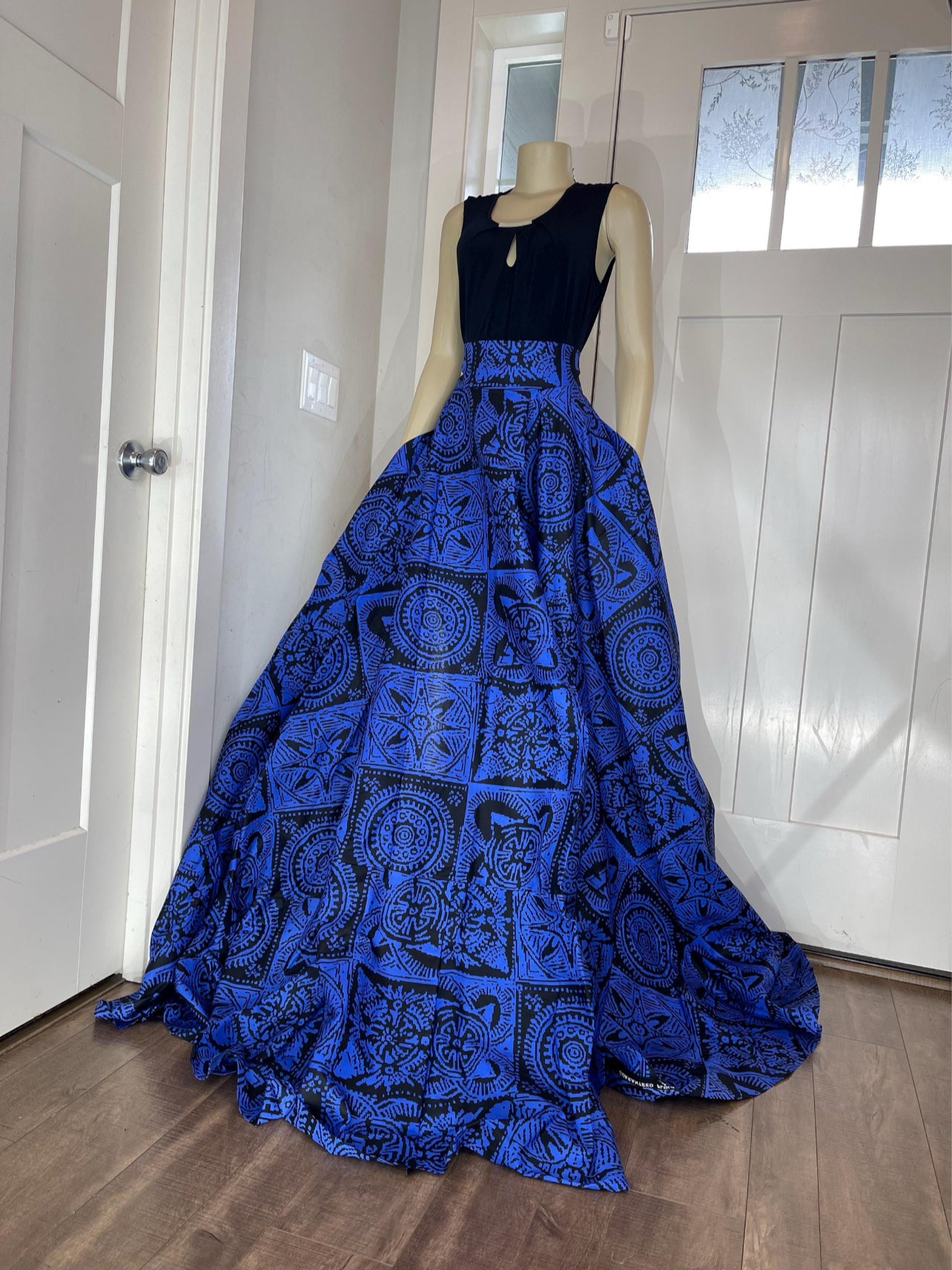 Blue Black African Print Skirt/Ankara Skirt/African Clothing For Women/Plus Size Skirt