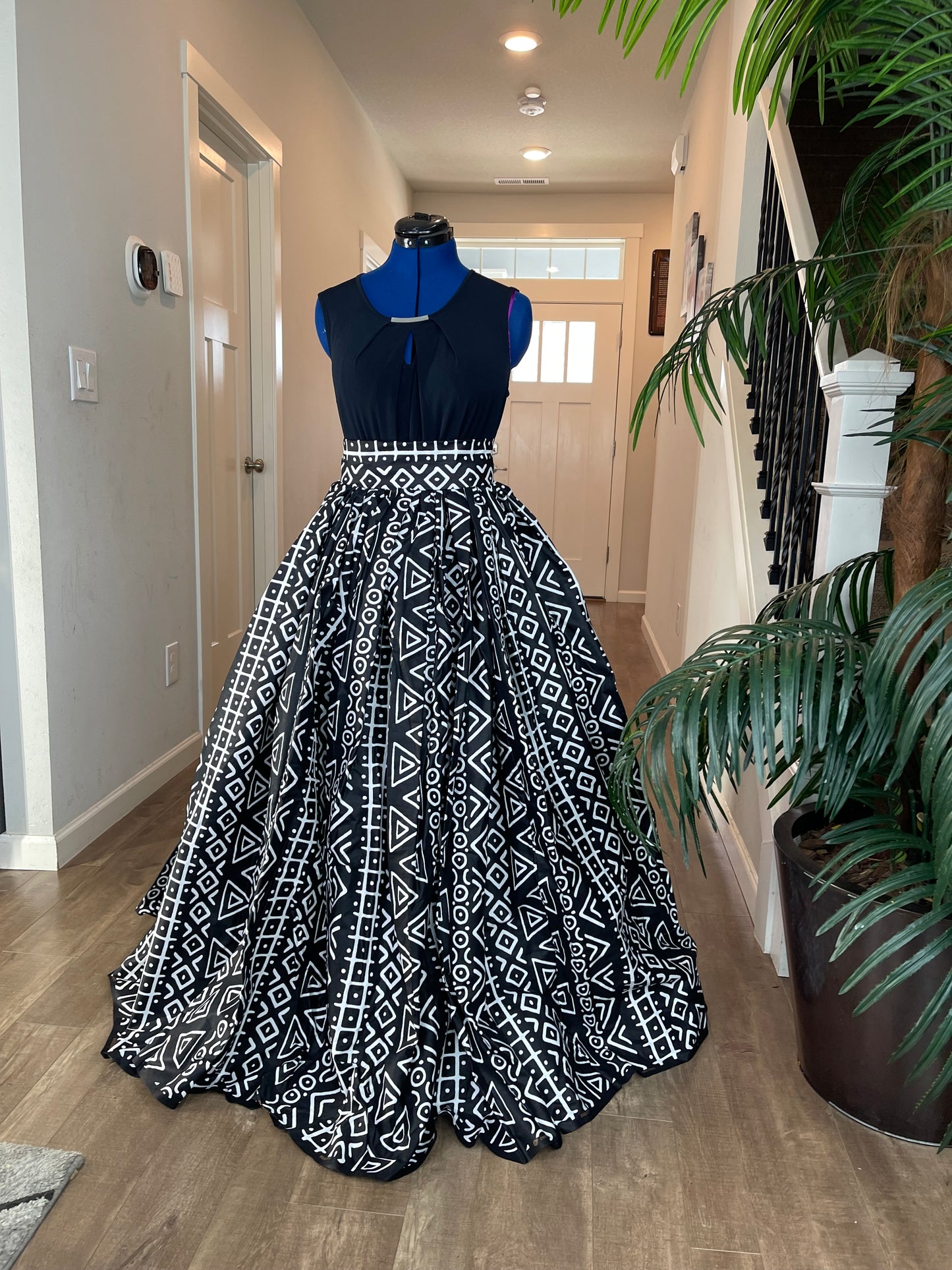 White and Black African Skirt/African Clothing For Women/Ankara Skirt.QT16