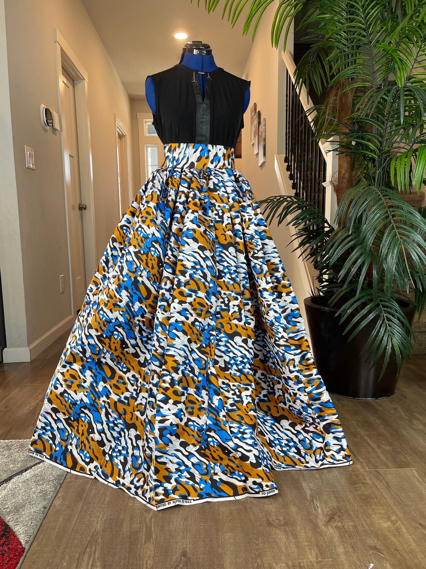 Bold Ankara High-Waist African Print Skirt – Handmade with Vibrant Wax Fabric/White Skirt
