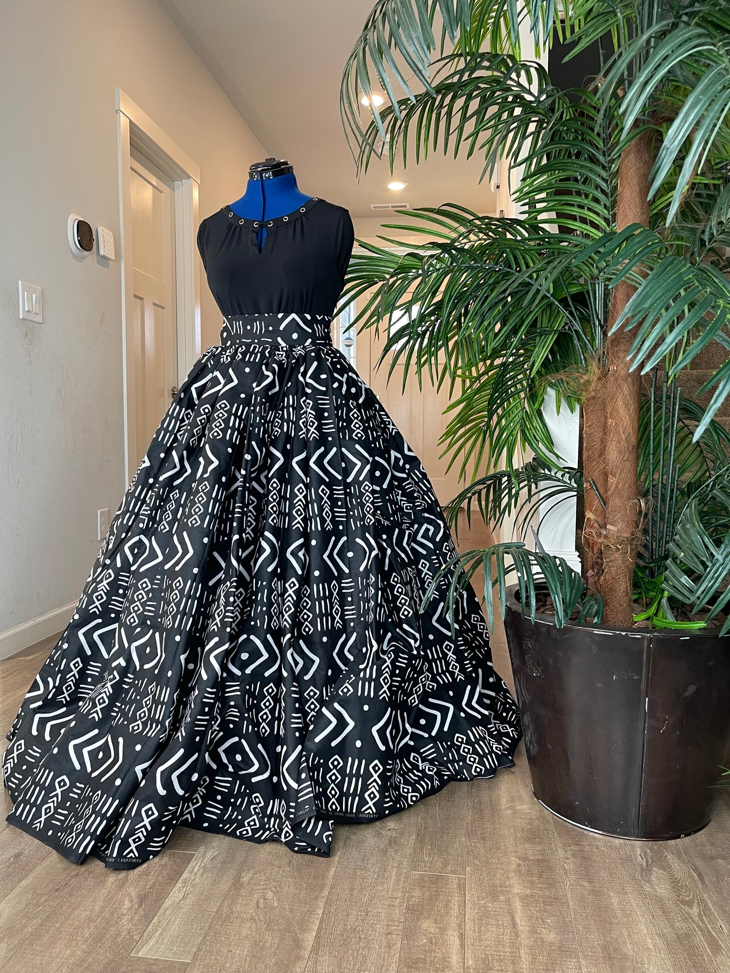 African Print Skirt/Ankara Skirt For Ladies/African Clothing/Black White Skirt