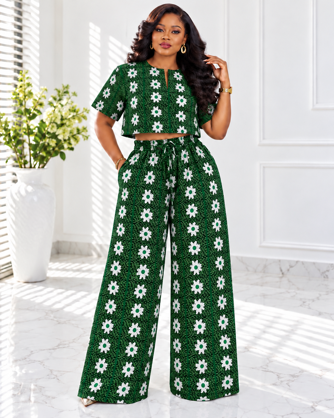 African Crop Top and Pant/Ankara Pant Set