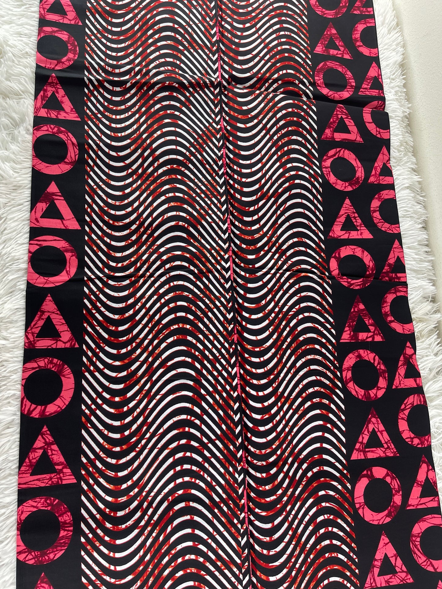 African Fabric/Ankara-Orange and Cream Color/By The Yard/KM670