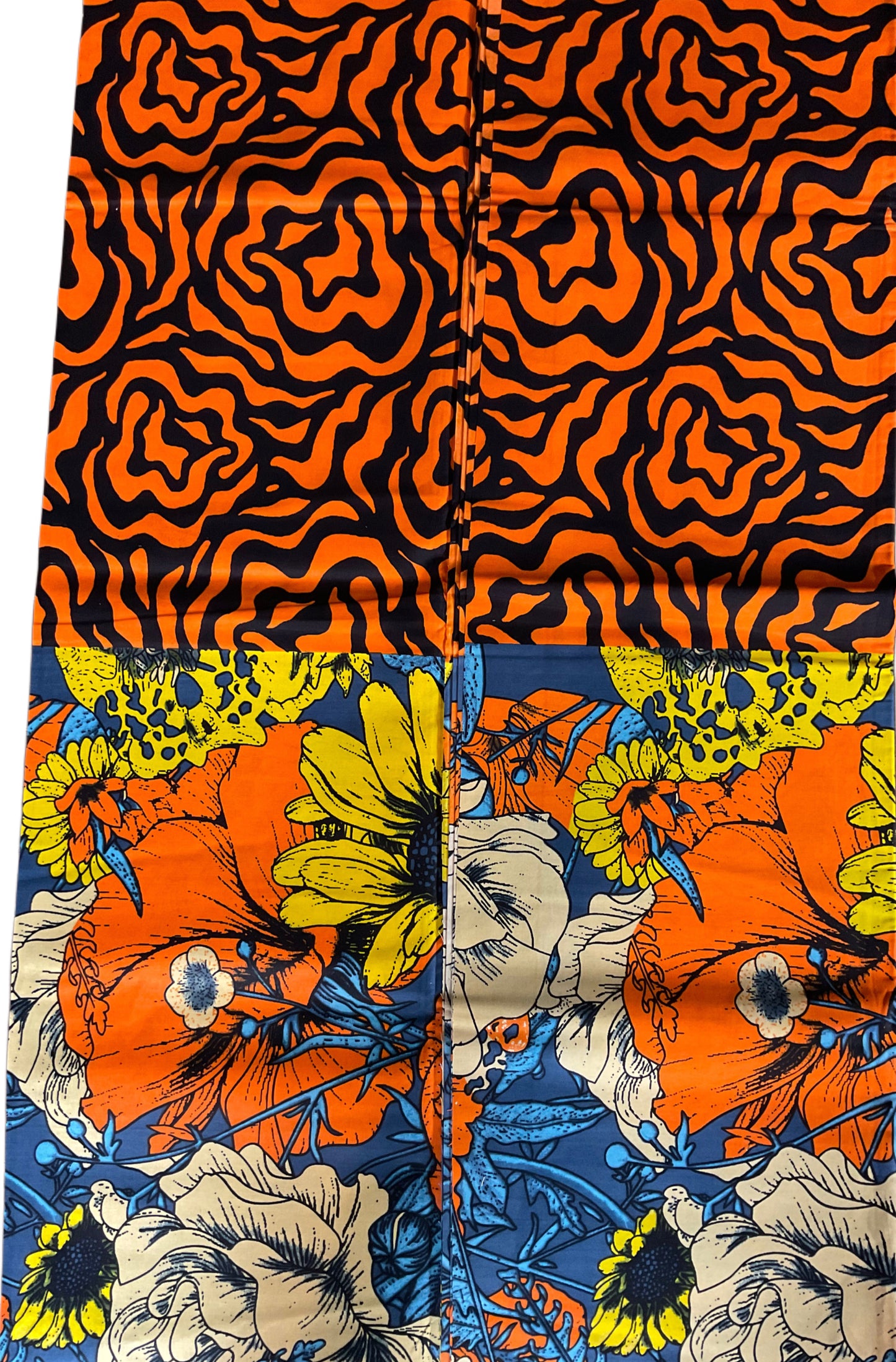 African fabric/Ankara fabric/ Danshiki/African print/African clothing/African Print/KM57A/Orange and Black