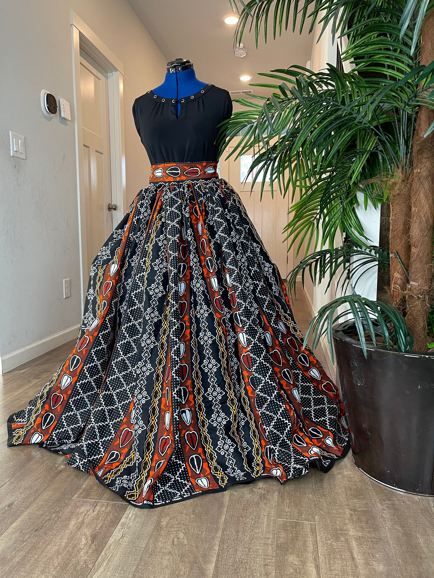 Bold Ankara High-Waist African Print Skirt – Handmade with Vibrant Wax Fabric/Brown Ankara Skirt
