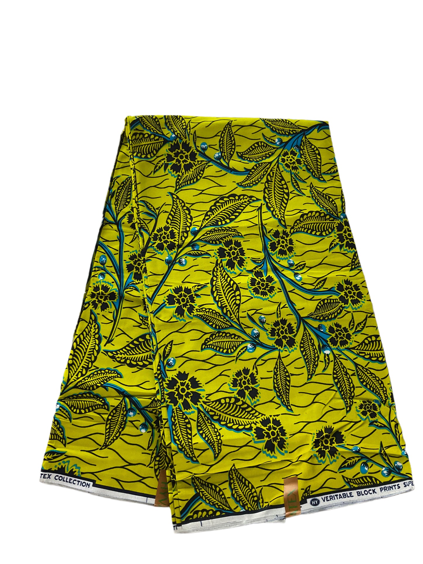 Yellow Blue African Print Fabric/Ankara Fabric 6 Yards/Cotton Print For Quilt/KM38