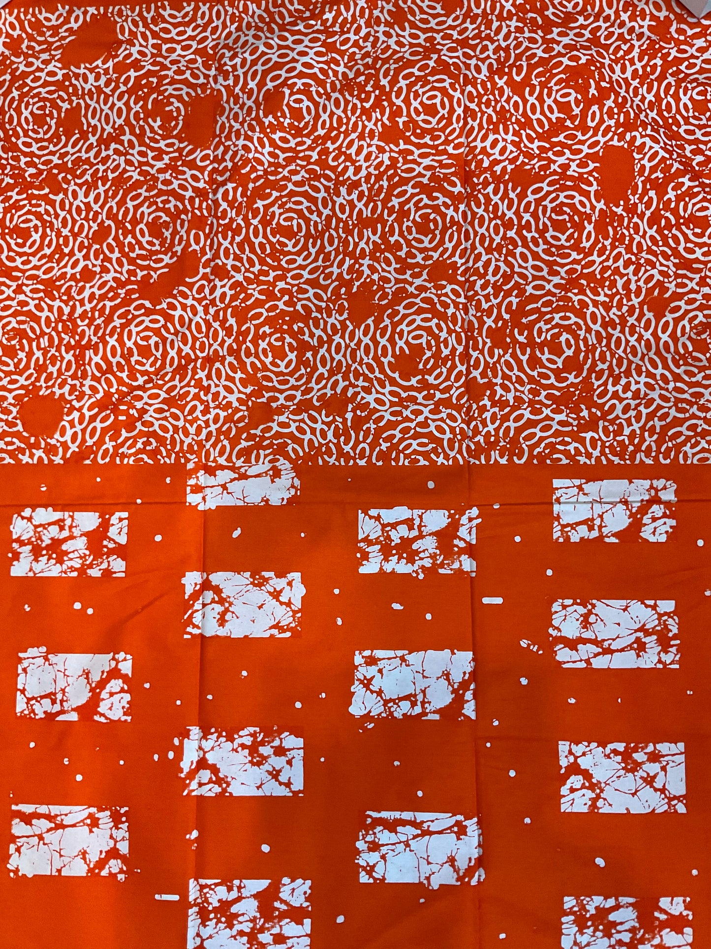 African fabric/Ankara fabric/Ankara fabric/KM109/African Print/African Wax/Orange and White Ankara