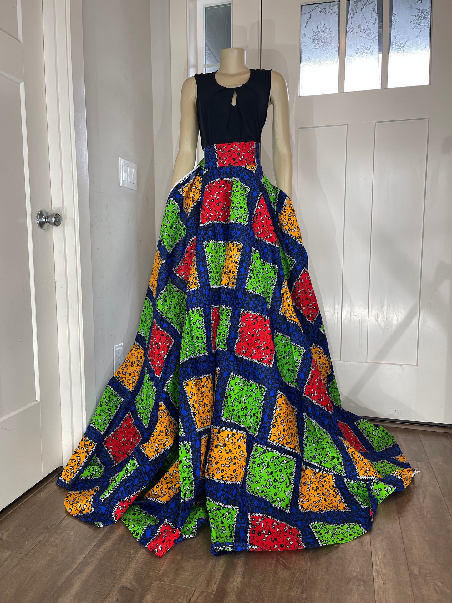 Blue Red African Print Skirt/Ankara Skirt/African Clothing For Women/Plus Size Skirt