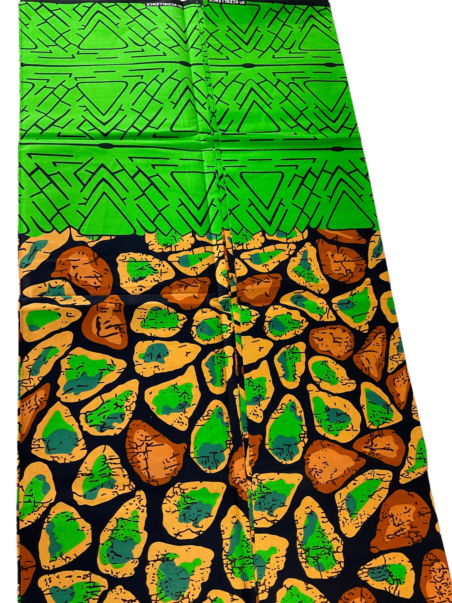 Green Brown African Print Fabric/Cotton Ankara 100%/Flora Print/KM1