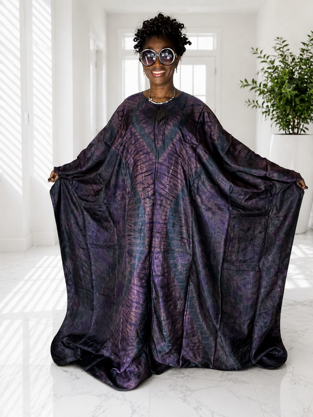 African Silk Dress/Plus Size Dress/African Clothing/Purple