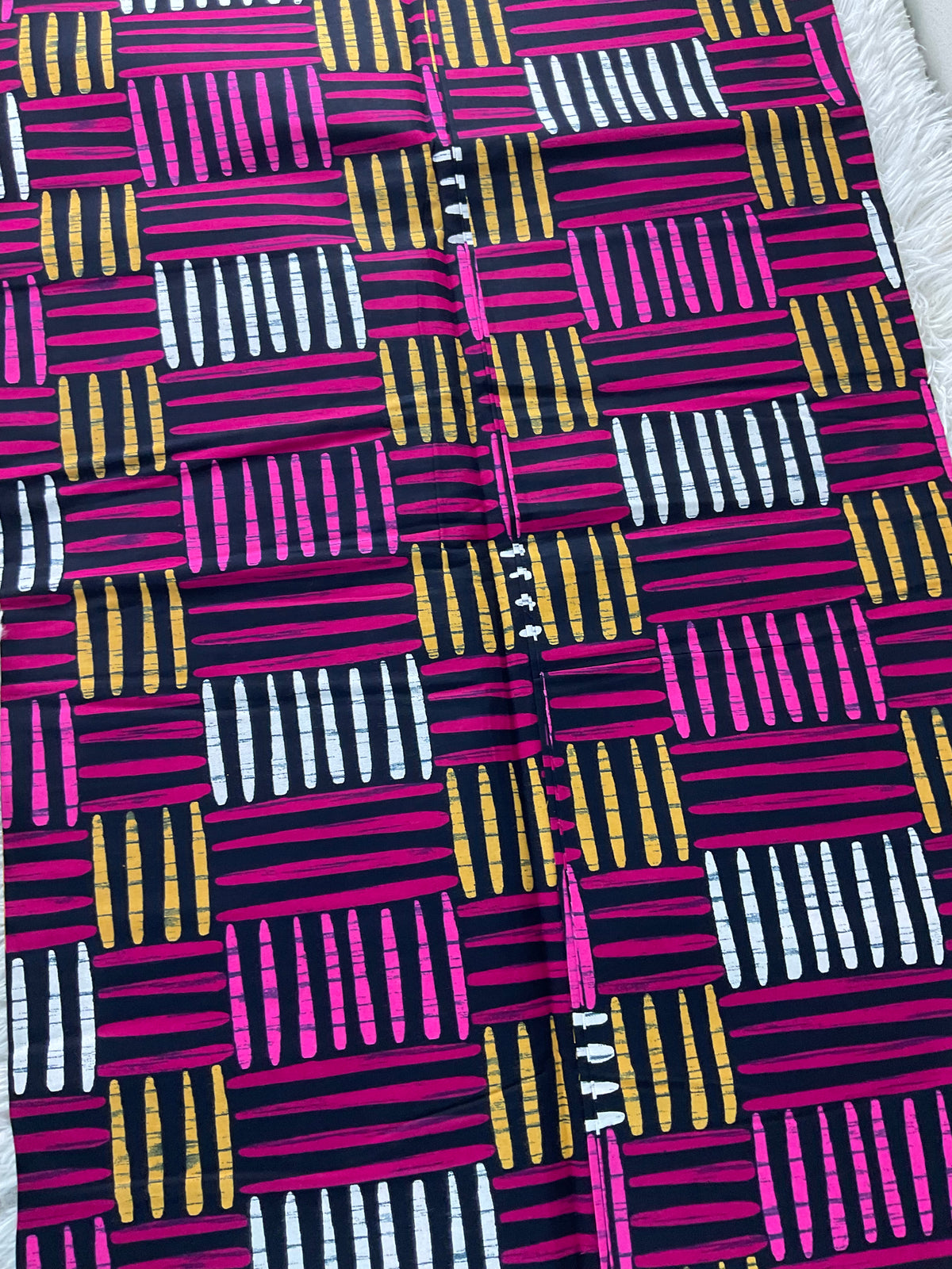 African Print Fabric/Ankara Print 6 Yards/By The Yard/Pink Gold White Color Fabric/KM10k