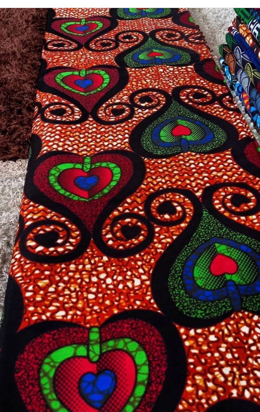 Hearts African Fabric/African prints/ Ankara fabric/ African wax/Brown and green African fabric/Fabric by the yard/Wholesale fabric/MK185
