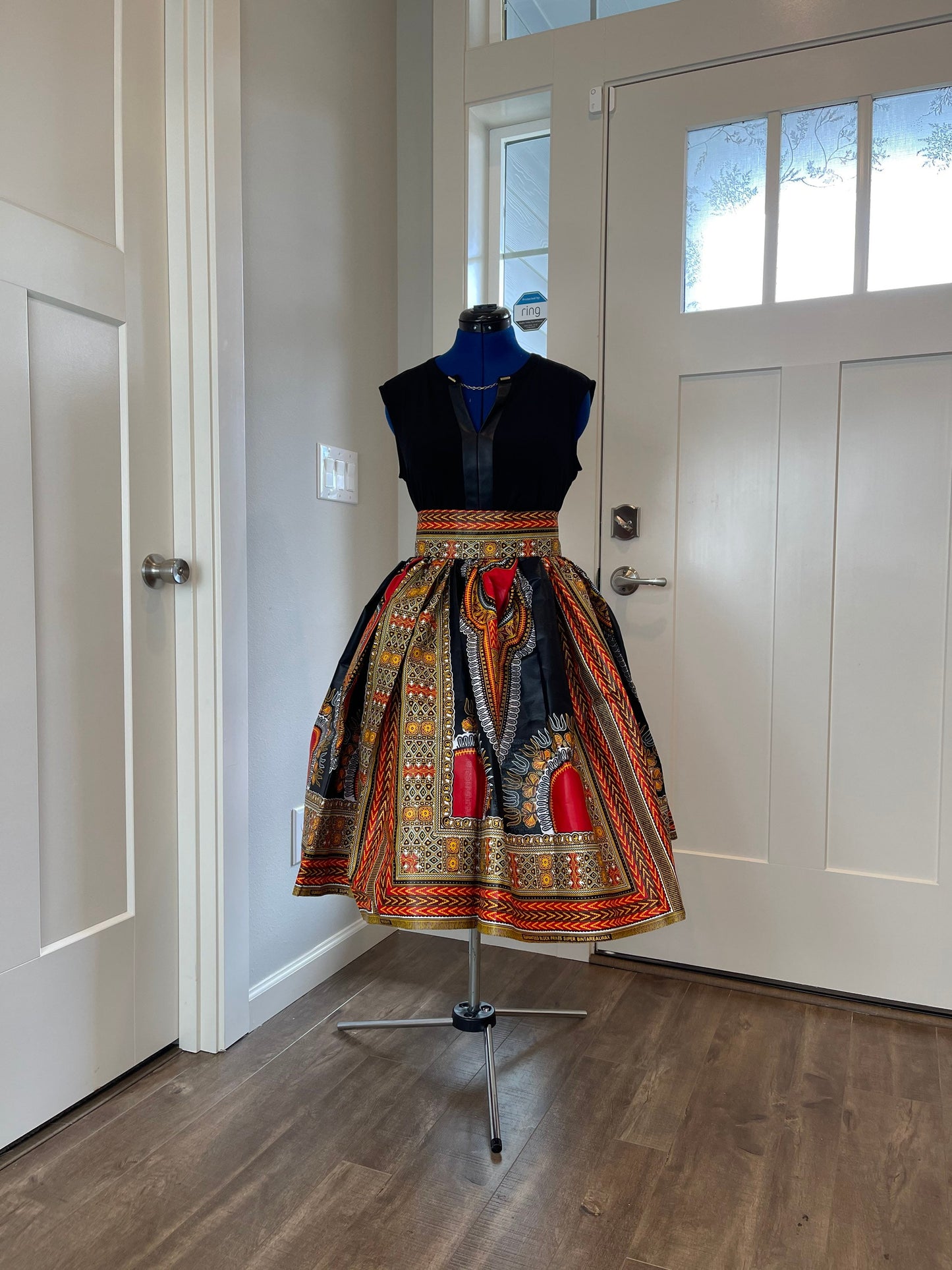 African Midi Skirt With Pockets/Ankara Skirt/African Clothing/VA47