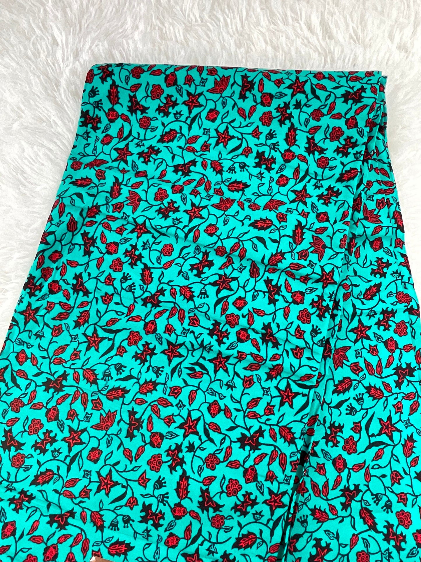 African Fabric/African Print Fabric/ Ankara -Teal,Wine Floral Design/African Wax Fabric/MK760/African Clothing/African Fabric 6 Yards/Fabric