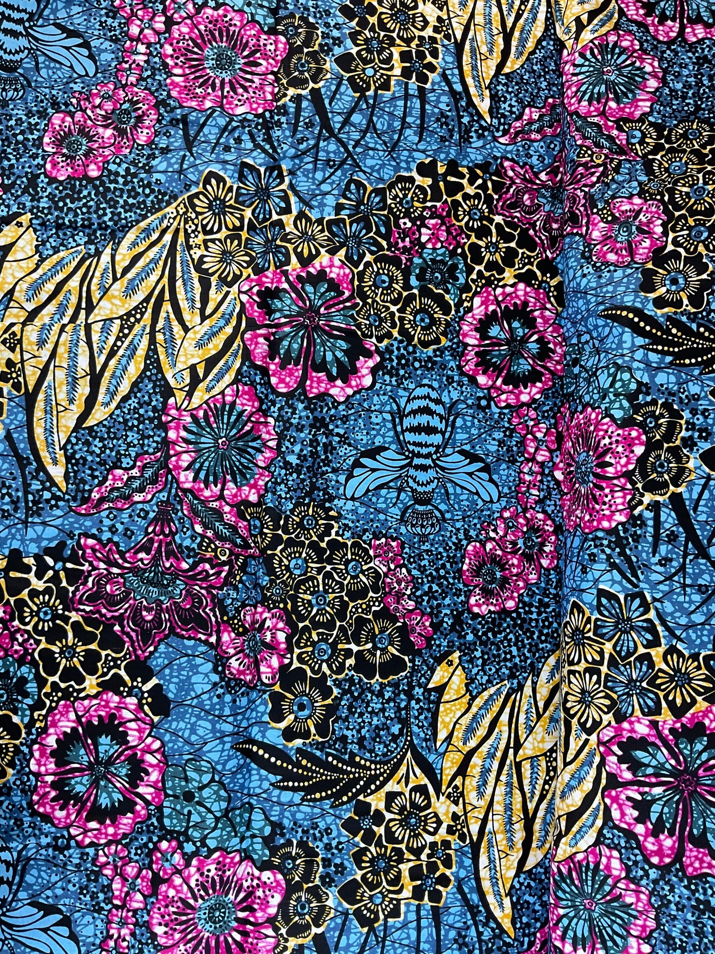 African Fabric/African prints/ Ankara fabric/ African fabric per yard/ African fabric for crafts/ African fabric for/MK144a/Blue and Pink Fl