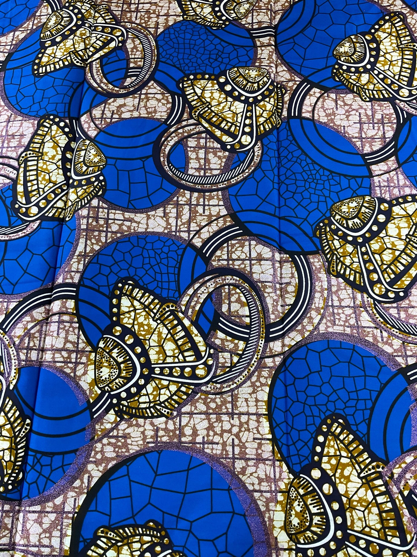 Blue African fabric/African prints/ Ankara fabric/ African Wax/ Burning bush African fabric/ African headwrap/Blue and Gold Fabric /MK514