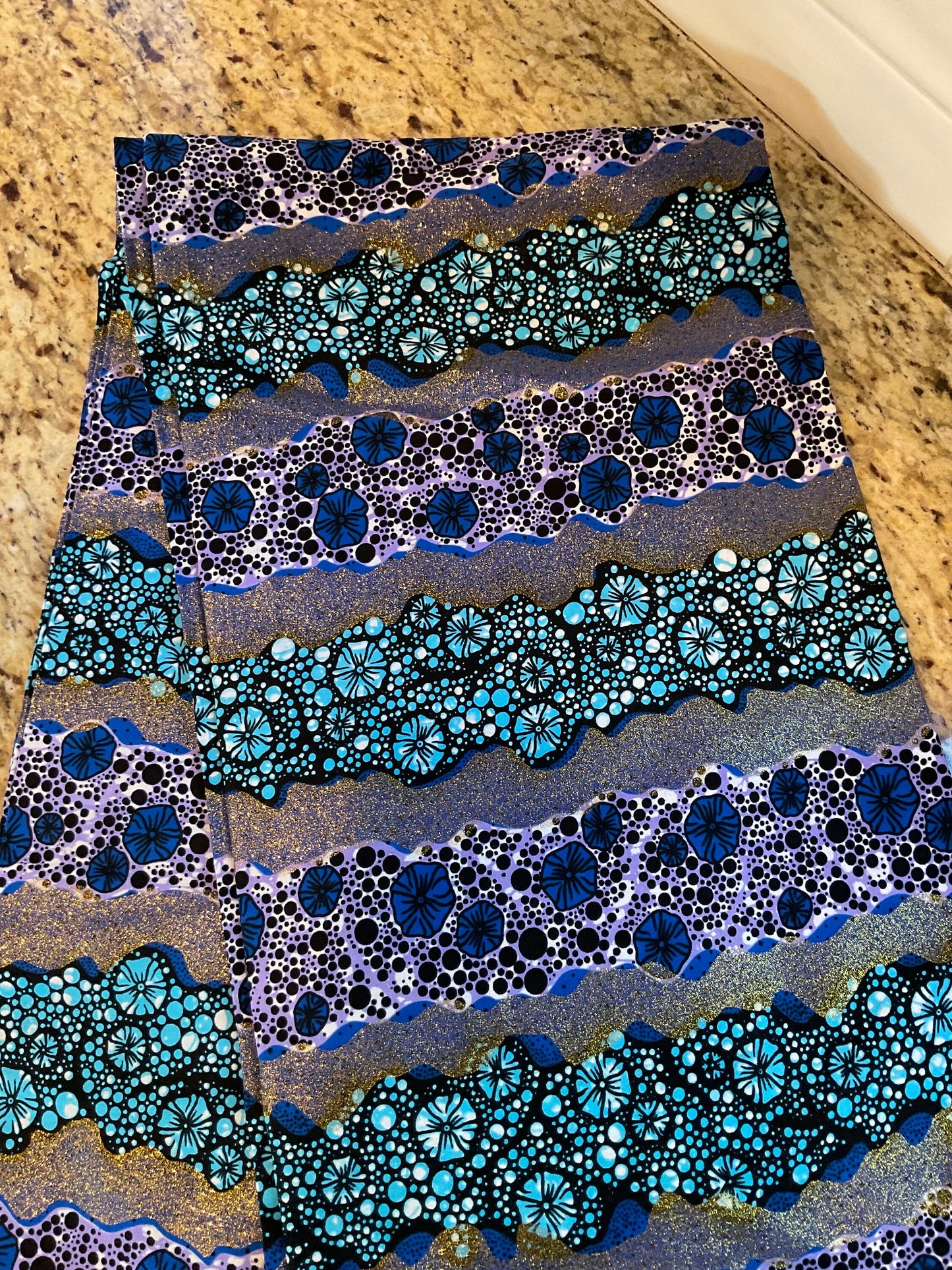 Blue African Fabric/African prints/ Ankara fabric/ Wax print/ African fabric for decor/ African fabric for crafts/African/MK437s/Gold touch