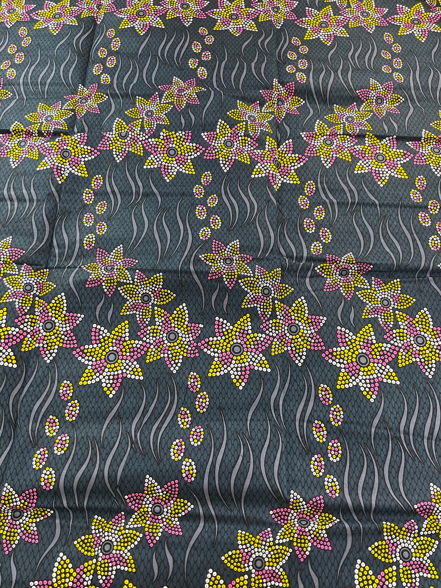African Fabric/African prints/ Ankara fabric/ African fabric by the yard/African fabric/ African fabric 6 yards/MK440/Grey,Pink,Yellow Fabri
