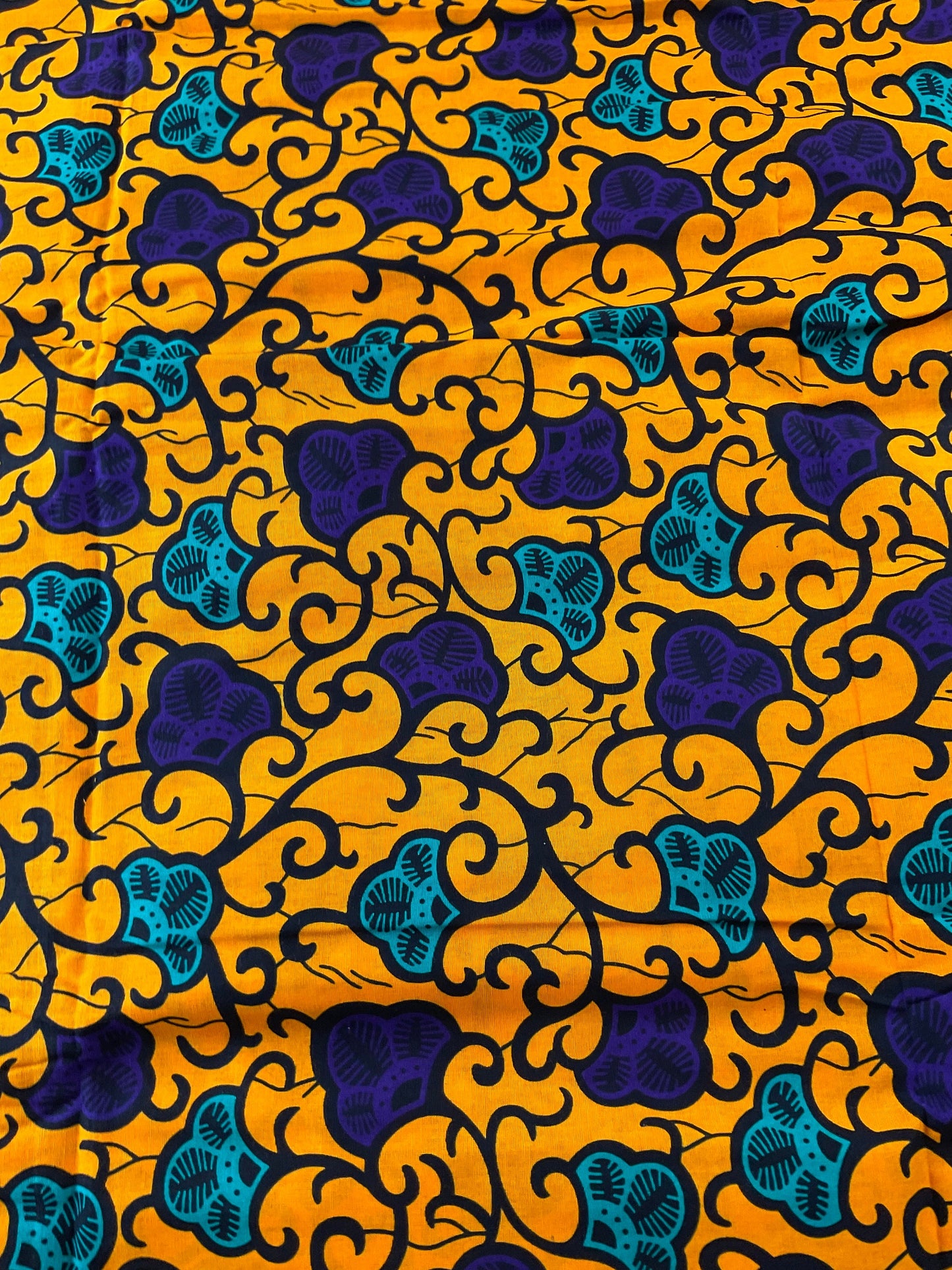 Ankara Fabric/African Fabric/Triba Print/Yellow Purple Turquoise Fabric/Headwrap Fabric/Wax Print Fabric/Tissu Ankara