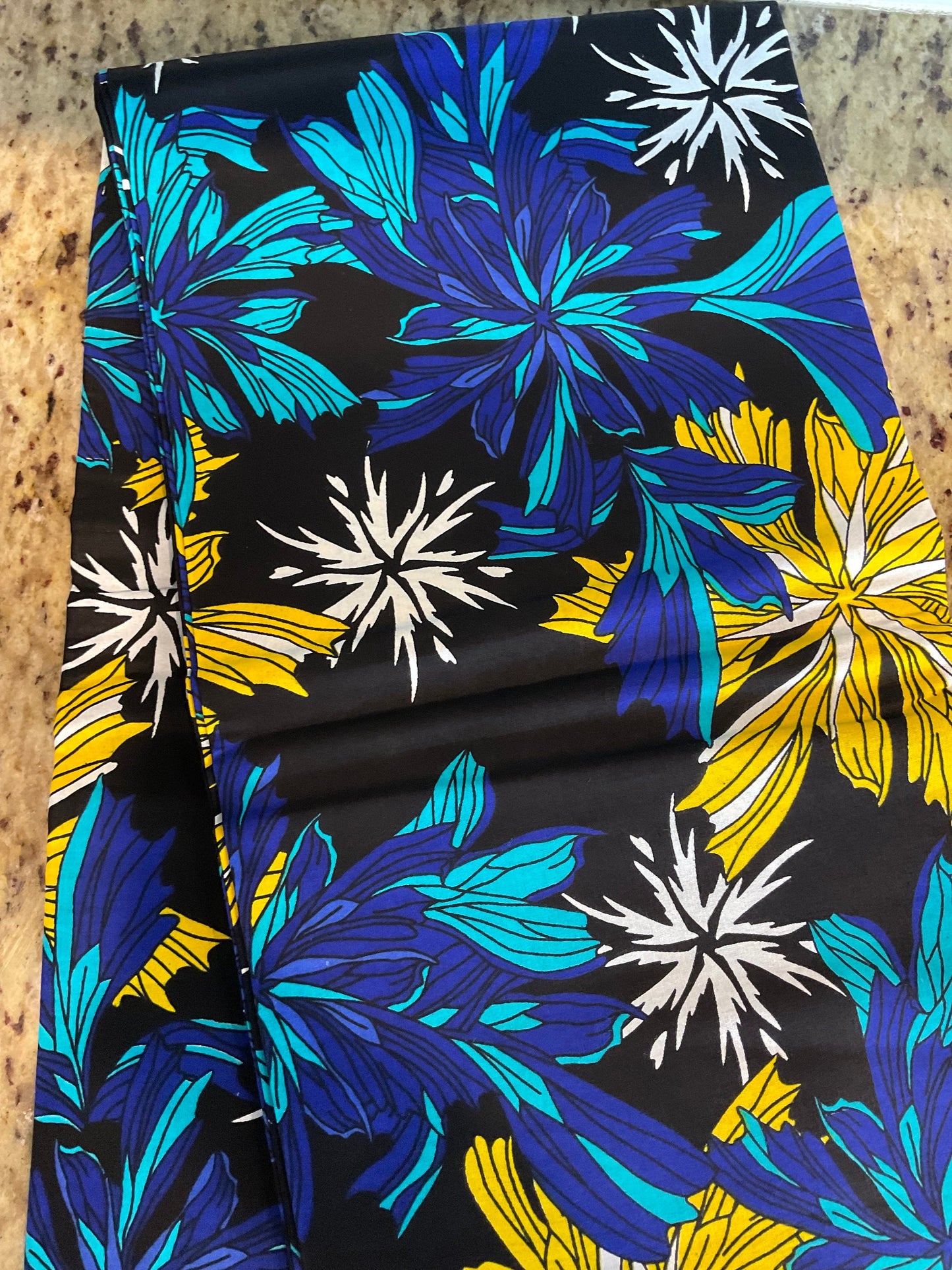 African Fabric/African prints/ Ankara fabric/ African fabric per yard/ African fabric for crafts/ African fabri/DK03/Blue Teal Black Yellow