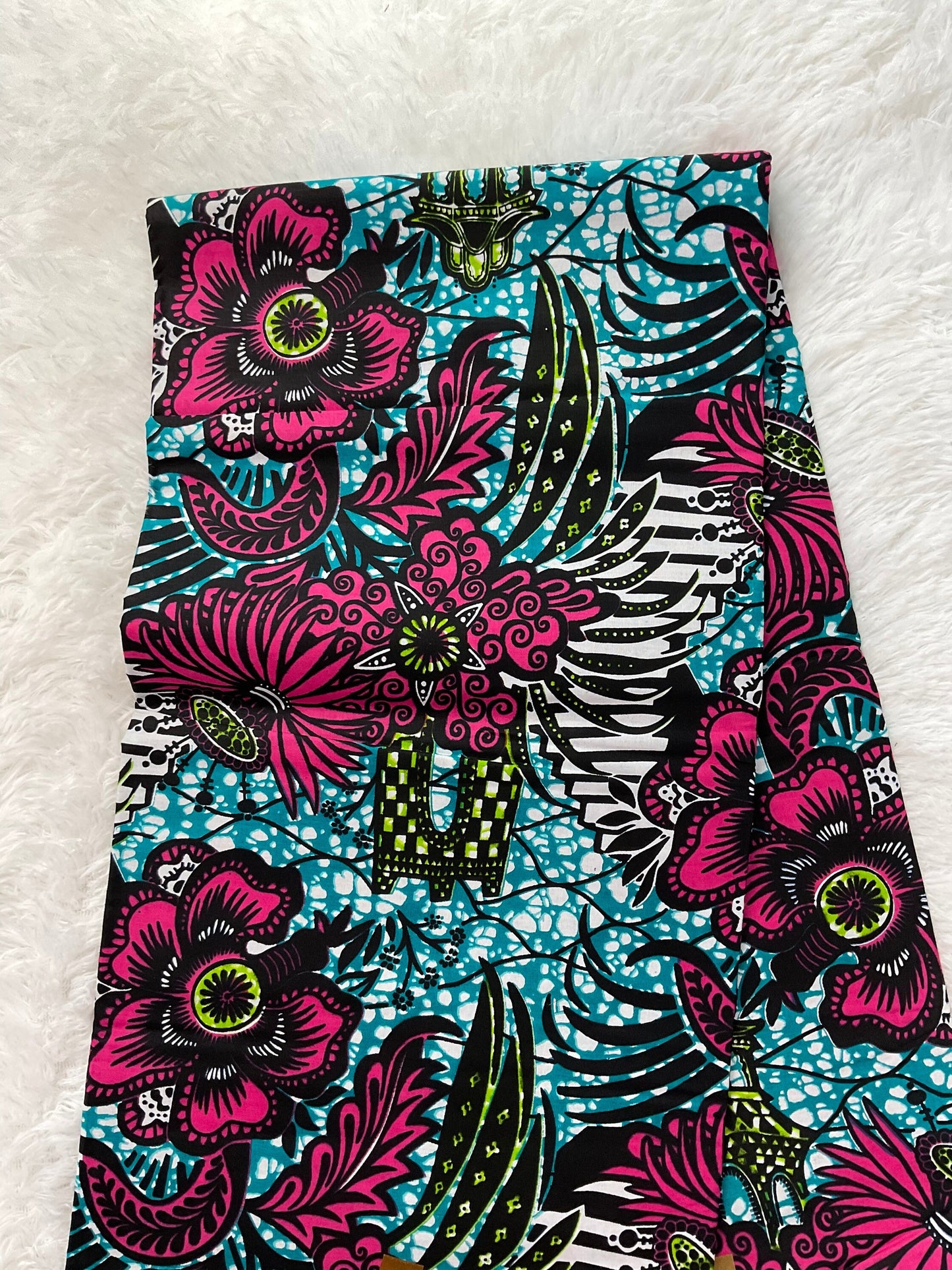 African fabric/Lemin and teal fabric/African clothing/African print/KM116