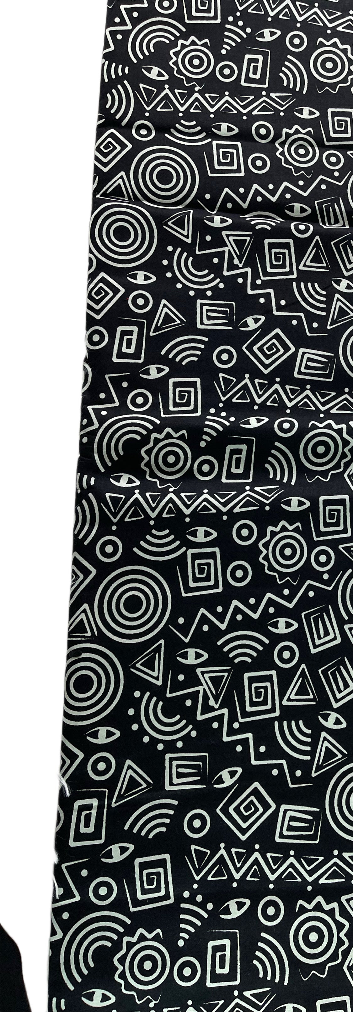 African Fabric/Ankara-White and Black/100% Cotton Fabric/African Wax Print/KQ57