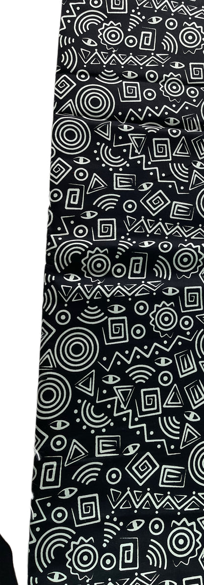African Fabric/Ankara-White and Black/100% Cotton Fabric/African Wax Print/KQ57