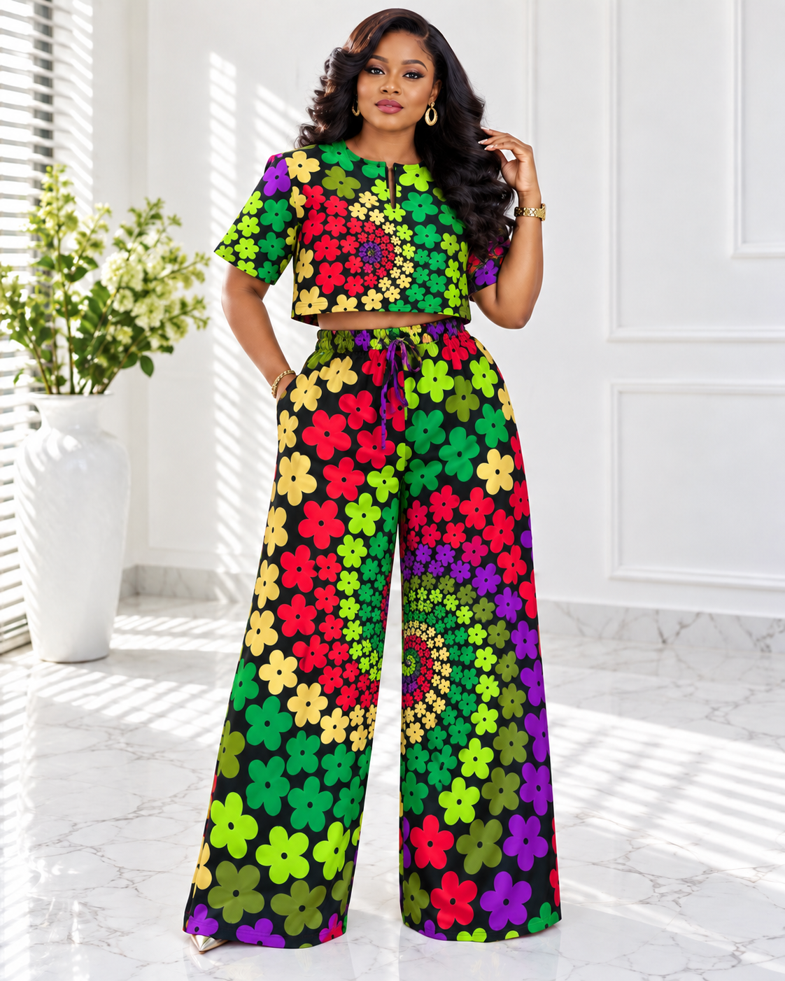 African Crop Top and Pant/Ankara Pant Set