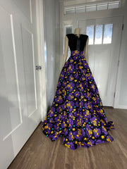 Purple and Yellow Floral African Skirt/African Clothing For Women/Ankara Skirt.QT12