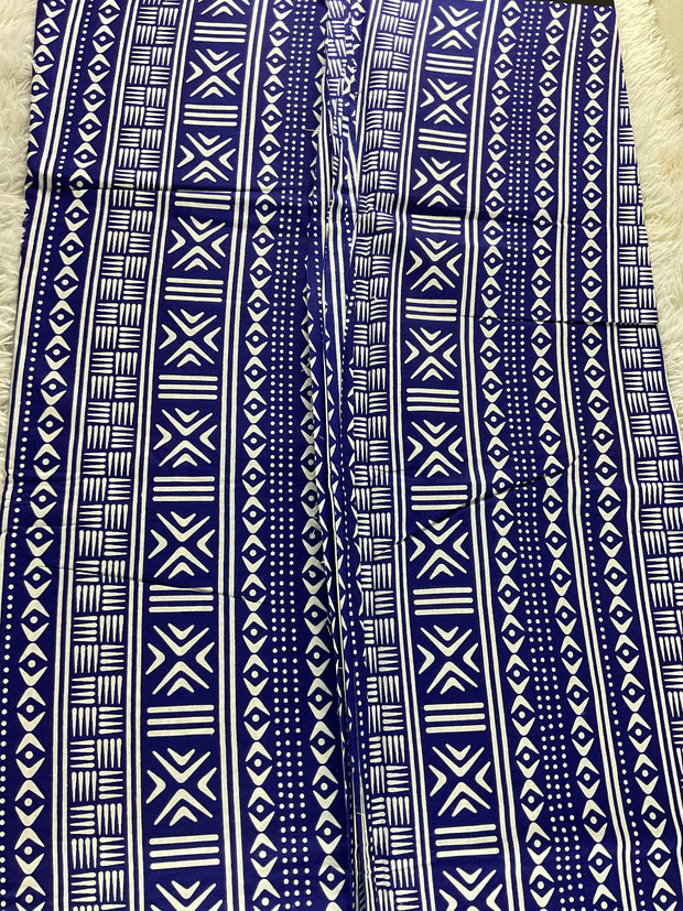 Blue and White African Fabric/African prints/ Ankara fabric/ Wax print/ African fabric for decor/ African fabric for crafts/African headwrap/MK604