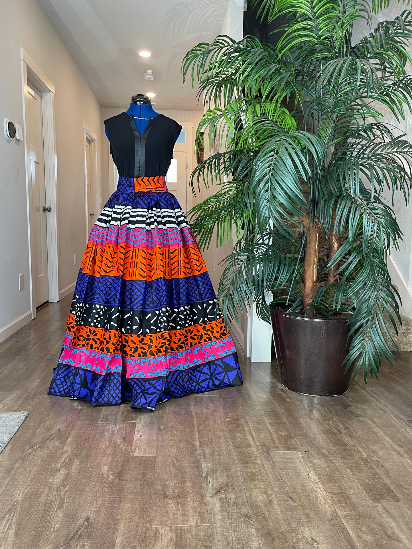 African Skirt/Ankara Skirt/Pink Orange And Blue Skirt/African Clothing.