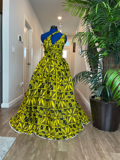 (African clothing maxi dress/African fashion dress for women/African women clothing/African women full flare maxi dress with two pockets WP907