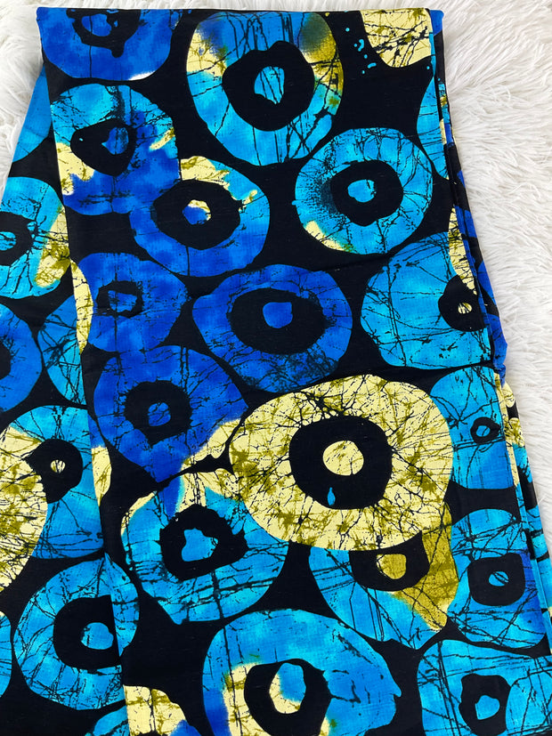 African fabric/Ankara fabric/Ankara fabric/KM108/Blue and Cream African Print/African Wax