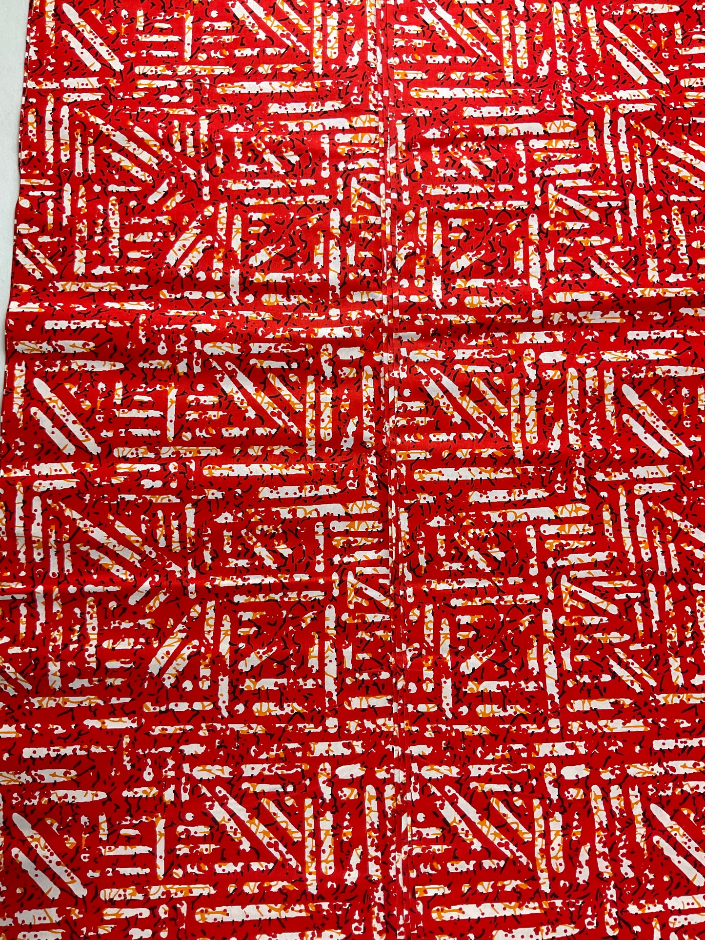 African Fabric Red and White Color/By The Yard/MK202/Ankara Black