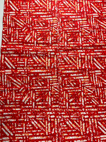 African Fabric Red and White Color/By The Yard/MK202/Ankara Black