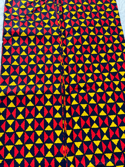 African fabric/Ankara fabric/ Danshiki/Danshiki fabric/African print/Ankara fabric for dress/ Black,Red and Yellow African Fabric.