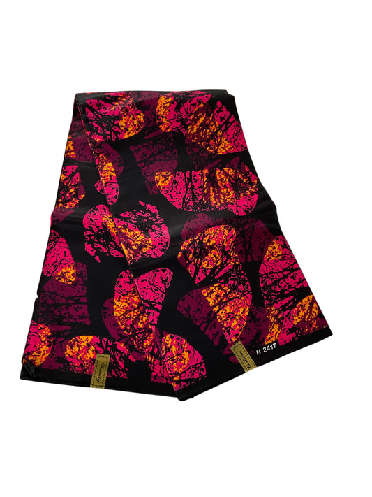 African Print Fabric/Ankara Print 6 Yards/By The Yard/Wine Pink Fabric/KM10k