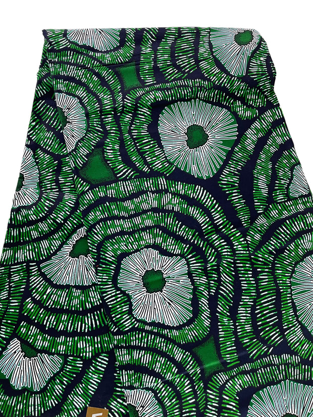 Green and White African fabric/Ankara fabric/African Wax Print/KM10k
