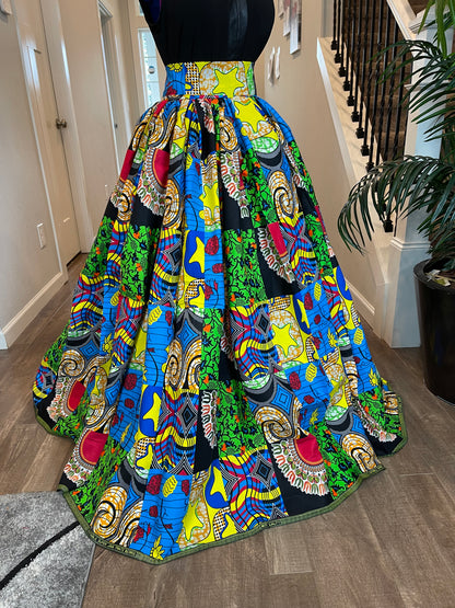Green Red Blue African Skirt/Ankara Skirt/Boho Skirt/VA15