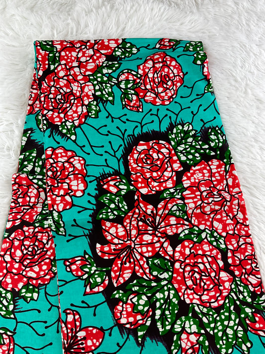 African fabric/Ankara fabric/ Danshiki/Danshiki fabric/African print/Ankara fabric for dress/ African textile for crafts/African Print/KM57/African Fabrics/Teal and Orange Fabric