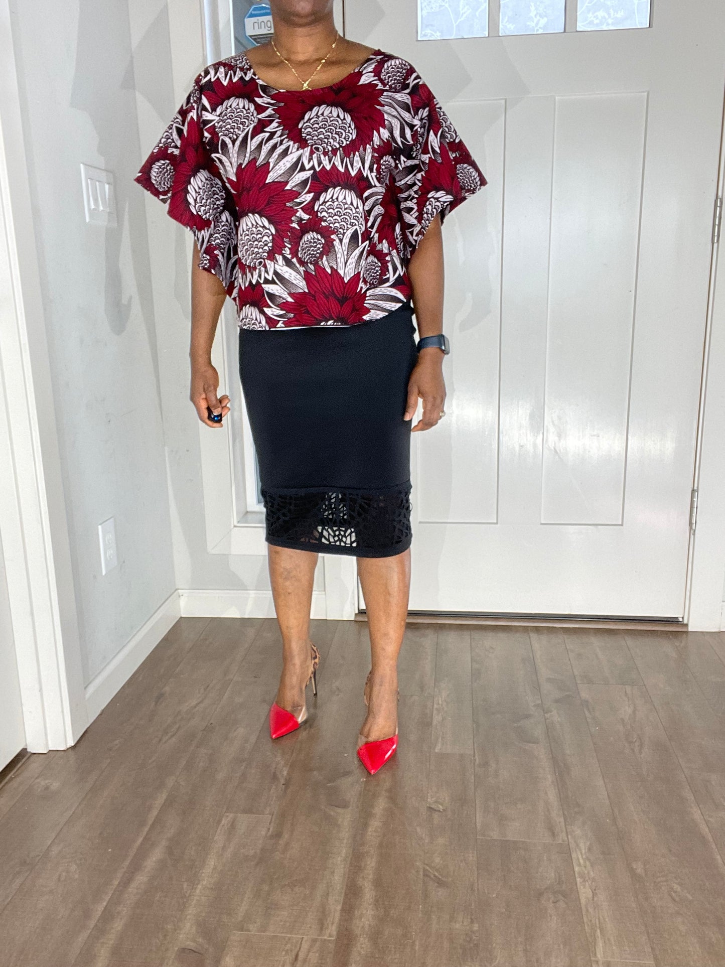 African clothing for women/African blouse/Ankara Top-Wine Color/Sexy Blouse