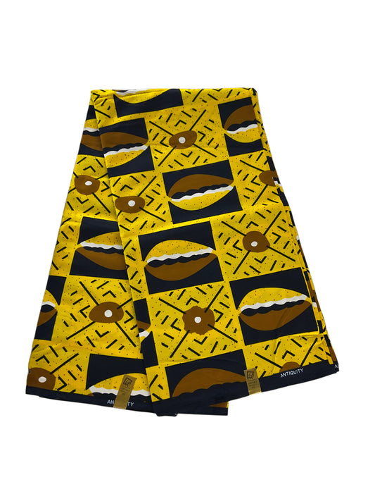 Yellow Brown African fabric/Ankara fabric/ Danshiki/Danshiki fabric/African print/KM80