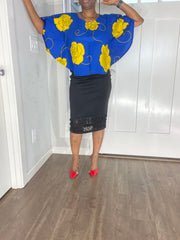 African clothing for women/ African blouse/African cape top/plus size African Blue top/ Full flare blouse/summer top/Ankara Blouse