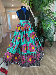 Green and Pink Floral African Skirt/African Clothing For Women/Ankara Skirt.QT2