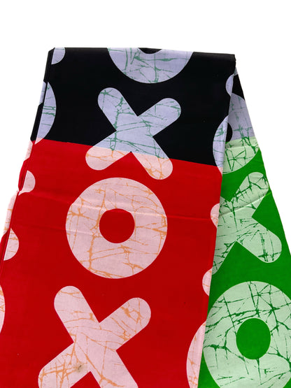 African Fabric/Ankara-Red Green Black Color/100% Cotton Fabric/KM96