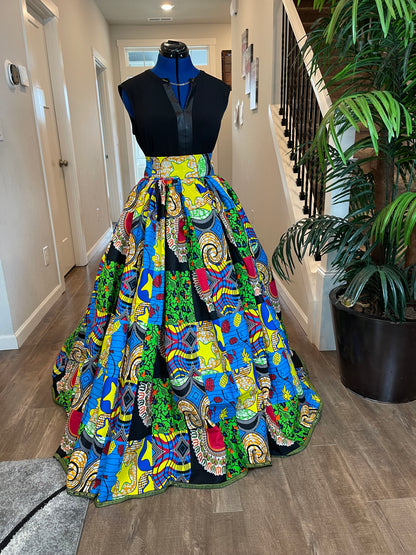 Green Red Blue African Skirt/Ankara Skirt/Boho Skirt/VA15