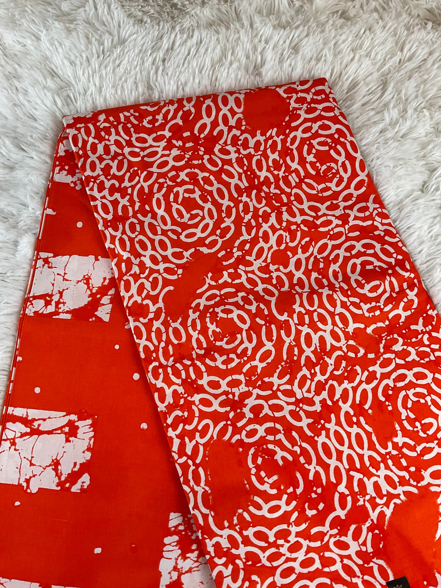 African fabric/Ankara fabric/Ankara fabric/KM109/African Print/African Wax/Orange and White Ankara