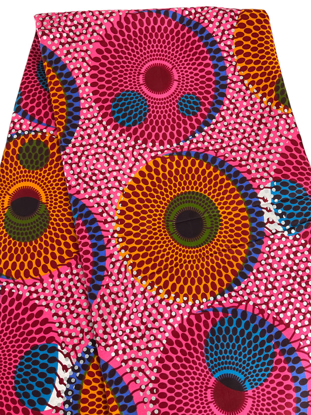 African fabric/Ankara-Pink Blue Color/By The Yard/KM104/Cotton Fabric