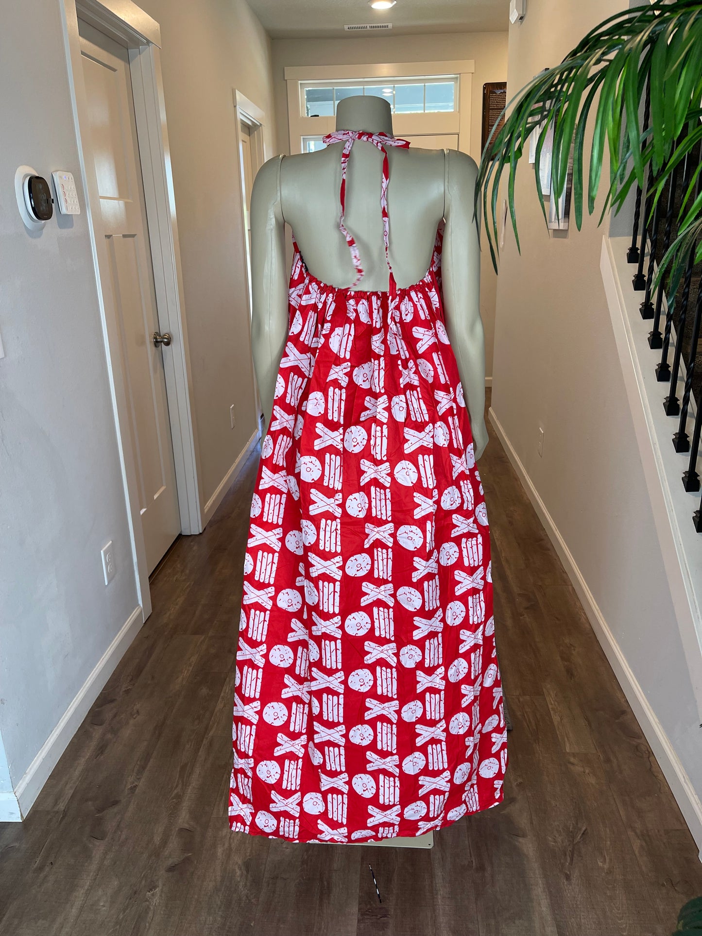 Red Halter Neck Backless Dress/Ankara Dress For Women /African Clothing/PK4